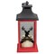 Northlight 12" Red and Black LED Candle With Deer Christmas Lantern